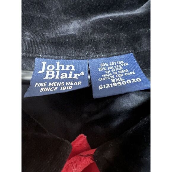 Vtg 80s John Blair Velvet Velour Feel Long Sleeve Polo Collar Shirt Mens Sz 3XL - Picture 14 of 15